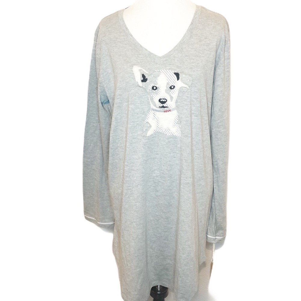 ED Ellen DeGenerous Puppy Dog V Neck Night Gown
